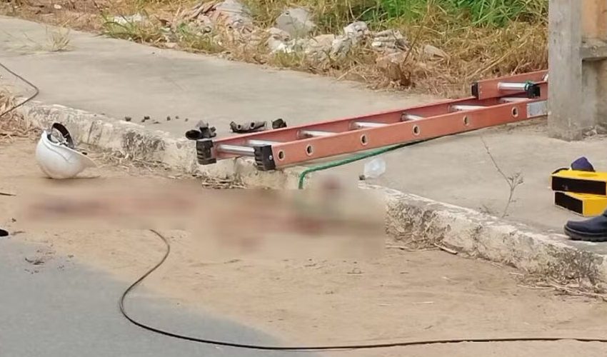  Técnico de internet morre depois de cair de escada no momento que trabalhava em um poste